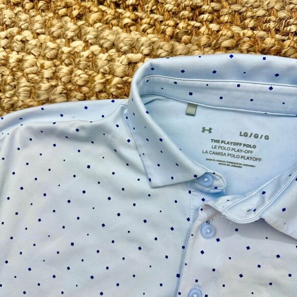 Under Armour Playoff 2.0 Micro Geo Print Golf Polo Light Blue (Large) - Picture 1 of 7